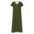 thumbnail image 4 of SMihono Summer Dresses for Women 2025 Midi Maxi Dress Elegant Classy Ruffle Sleeve Tie Back Scoop Neck Short Sleeve Dresses Army Green L, 4 of 7