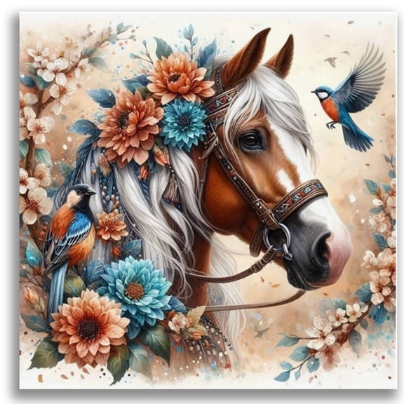 Mosaflare Diamond Art Painting Kits-Horse,Art Craft Kits,Full Round Drill,Home Wall and Relaxing 14×14 inch