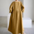 thumbnail image 5 of WTOBBY Fashionable Solid-Color Round-Neck Long-Sleeve Loose Swing Pocket Dress for Ladies Flowy A-Line Silhouette with Functional Pockets Casual Chic for Everyday Outings and Errands,Brown M, 5 of 7