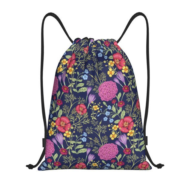 Fotbe Floral Bolsa Mochila con Cordón Estampada, Bolsa de Gimnasio Deportiva, Bolsa Cinch, Bolsa con Cordón para Hombres y Mujeres-Medium