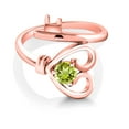 thumbnail image 2 of Gem Stone King 0.55 Ct Round Green Peridot 18K Rose Gold Plated Silver Heart Key Ring (Size 6), 2 of 4