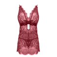 thumbnail image 5 of Gibobby Lencería de encaje para dormir Pestañas Ropa de dormir Chemise negro Nueva lencería de encaje con Mujeres íntimas sexy (Vino, XXXL), 5 of 5