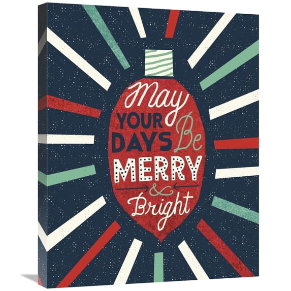 Global Gallery's 'Festive Holiday Light Bulb Merry and Bright' By Michael Mullan Stretched Canvas Wall Art