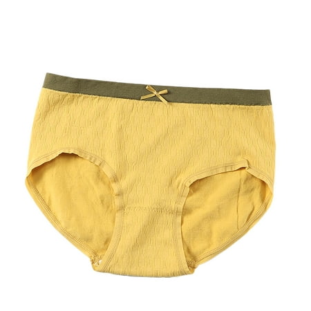 Bigersell Ladies Panties Clearance Bikini Panties Women Boyshort Thongs Panty Style P-1459 Cotton Boyshort Panties Lace Thongs Briefs Mid Waist Women Cheeky Panties Yellow XL