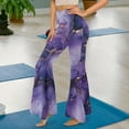 thumbnail image 4 of FKELYI Yoga Pants Bell Bottom Leggings Pants for Women Girls Marble Texture Purple Print Flare Leggings with Wide Leg Tummy Control Sweatpants Athleticwear for Workout Travel, XL, 4 of 7