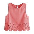 thumbnail image 5 of IWRICH Women's Scallop Trim Crop Tank Top Summer Keyhole Back Cropped Sleeveless Blouse Red XS, 5 of 5