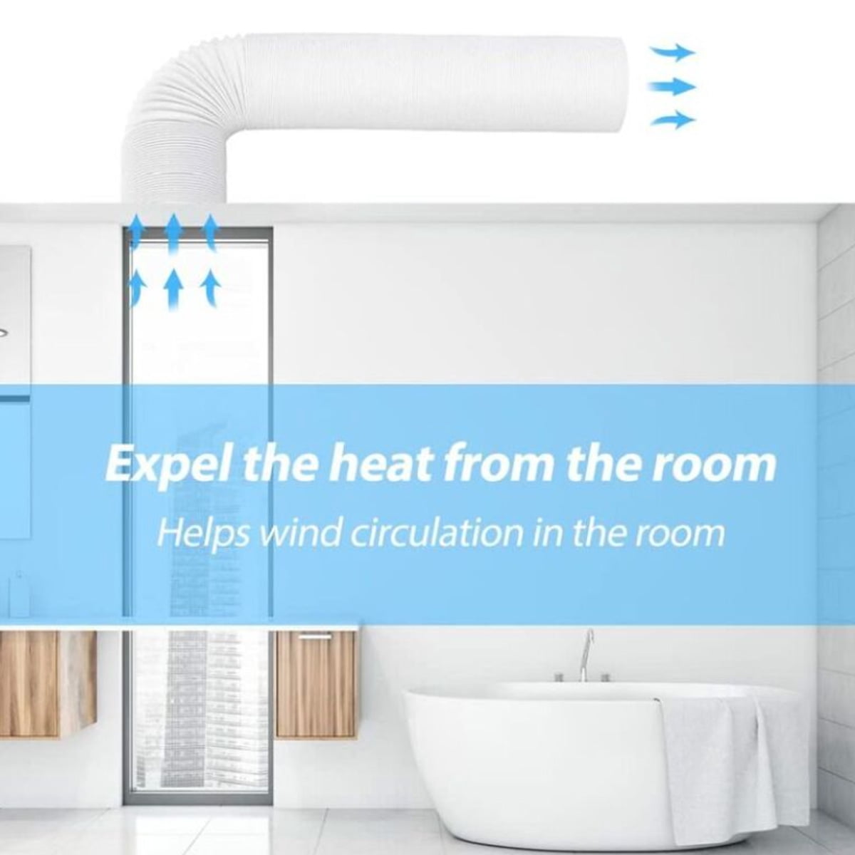 Tuyau Évacuation Pour Climatiseur Portable - Longueur Réglable, Polypropylène, Installation Facile - 9