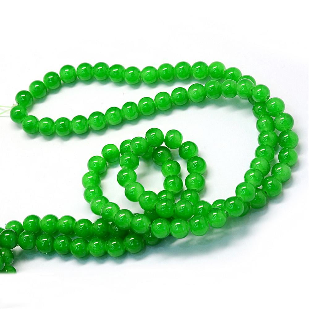 Baking Painted Imitation Jade Glass Round Bead Strands Green 6.5mm Hole: 1.5mm 135~140pcs/strand 31.8 inch