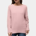 thumbnail image 5 of larppty Sweaters for Women 2025 Fall Long Sleeve Casual Loose Fit Knitted Basic Pullover Sweater Tops (Pink, L), 5 of 7