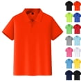 thumbnail image 2 of Boys Dry Fit Polo Shirts Short Sleeve School Uniform | Solid Golf Collared Shirts Lightweight Cool Casual Athletic Outdoor Tops for Kids,Orange,4-5 Years, 2 of 5