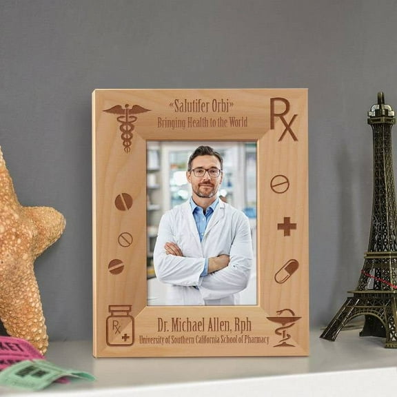 Bringing Health to the World Personalized Wooden Picture Frame 3 1/2" x 5" Brown (Vertical)