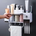 thumbnail image 1 of Soporte para cepillos de dientes de pared, organizador multifuncional, soporte para cepillos de dientes para baño, dispensador automático de pasta de dientes, vaso para la boca, toallero y plataforma de almacenamiento,(L) brillar  Electrónica, 1 of 5