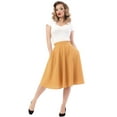 thumbnail image 1 of Mustard High Waist Full Skirt w Pockets - S to 2X - Vintage Inspired at Hey Viv, 1 of 2