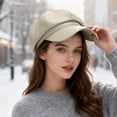 thumbnail image 2 of Xijirk Leather Newsboy Cap for Women Boy Hat for Daily Street Shopping Travel Autumn Winter Casual Occasions,Beige,One Size, 2 of 3