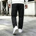 thumbnail image 4 of Yungyresw Mens Cargo Pants Relaxed Fit Solid Straight Leg Athletic Pants Multi Pockets Comfy Casual Trousers Fall Winter Outfits Black M, 4 of 7