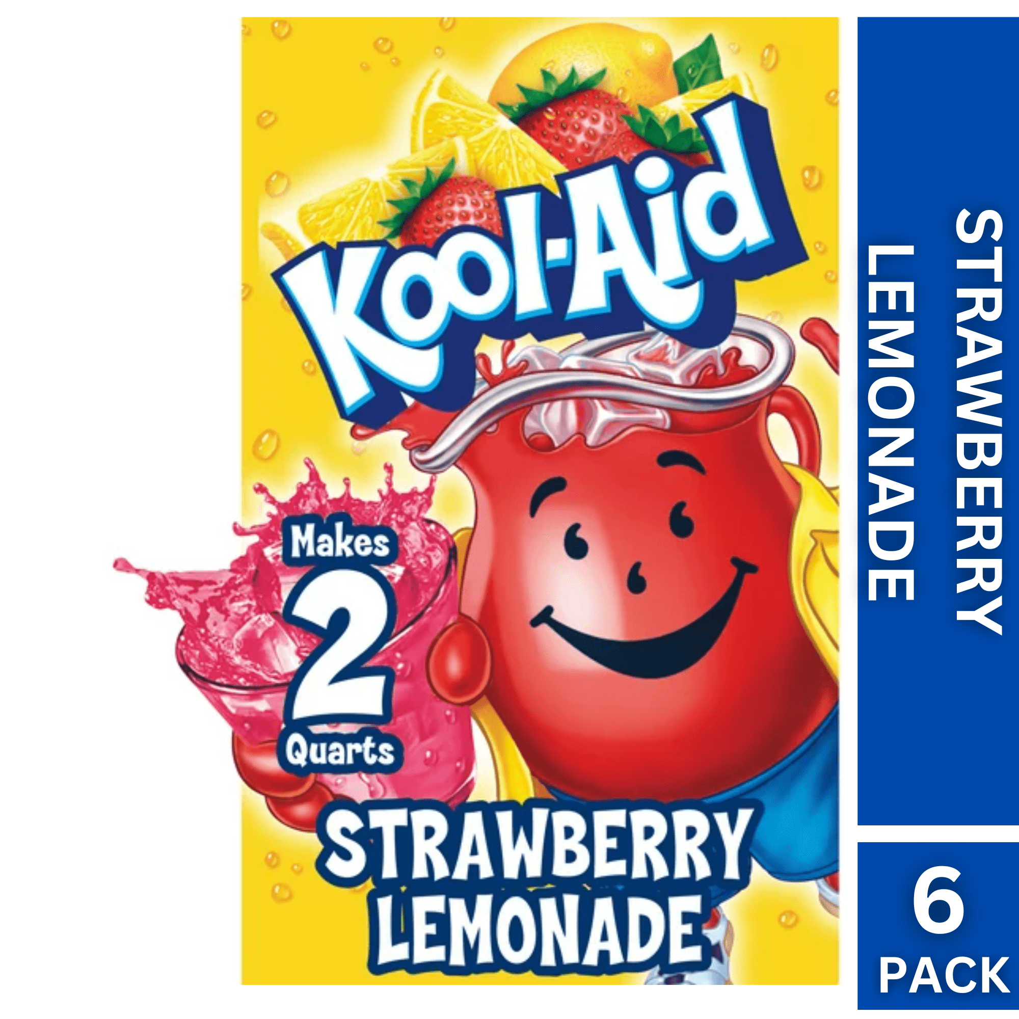 6 Pack Delicious Strawberry Lemonade Kool Aid Unsweetened Artificially