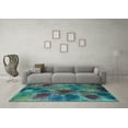 thumbnail image 3 of Ahgly Company Machine Washable Indoor Rectangle Abstract Turquoise Blue Contemporary Area Rugs, 2' x 4', 3 of 4
