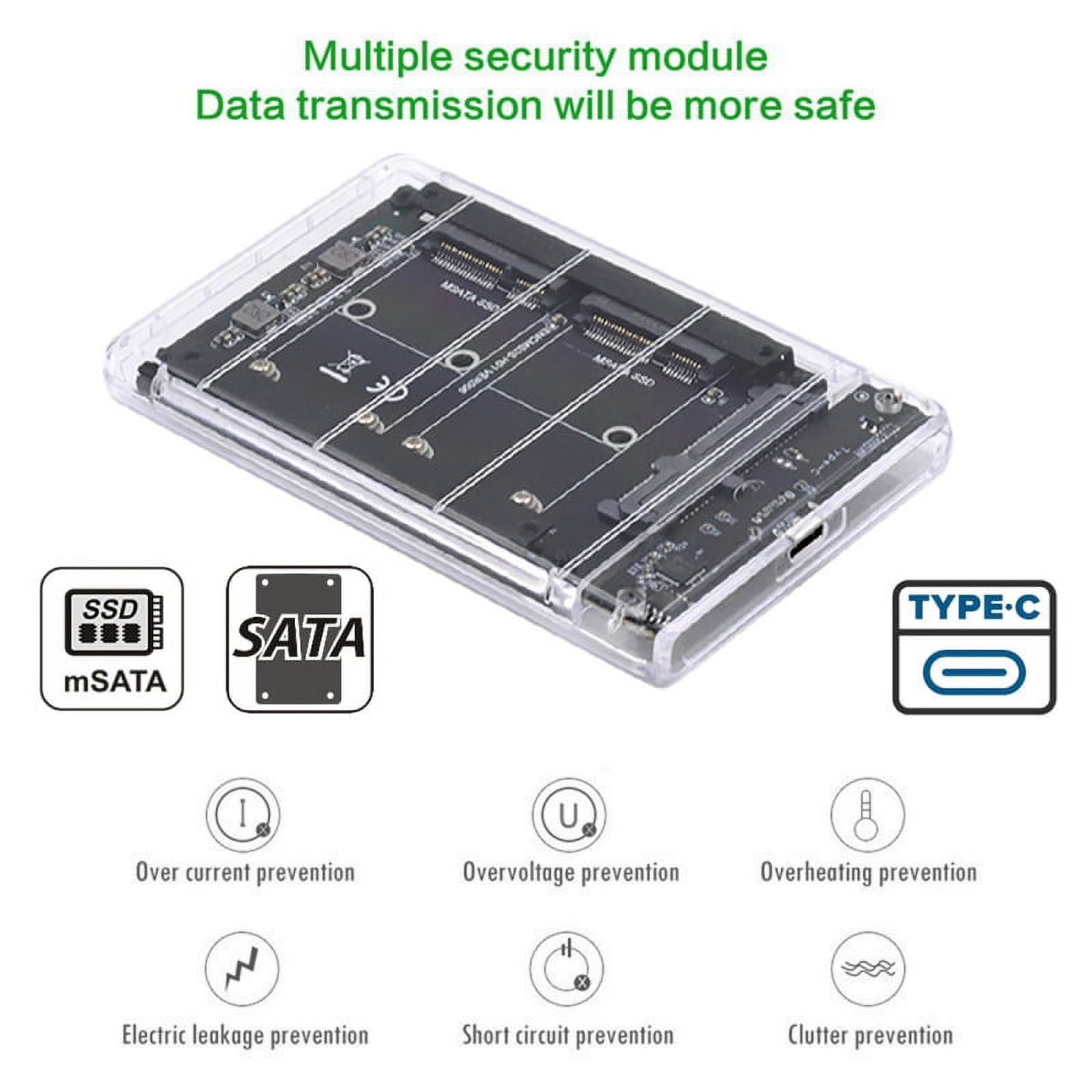 CY Dual MSATA Mini-SATA SSD Card JBOD Raid0 Span Bridge to USB3.0 Type-C USB-C 2.5inch SATA Combo Enclosure