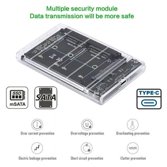 JSER Dual MSATA Mini-SATA SSD Card JOBD Raid0 Span Bridge to USB3.0 Type-C USB-C 2.5inch SATA Combo Enclosure