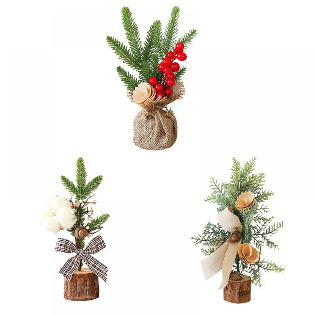 3PCS Artificial Christmas Potted Plants,Mini Christmas Tree Simulation