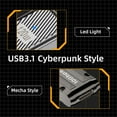 thumbnail image 6 of Chenyang USB-C USB 3.1 Type C Female to USB 3.0 Type-A Male 90 Degree Left Angled Slim Type 10Gbps Data 120W Power Adapter Mecha Chenyangberpunk Style, 6 of 8