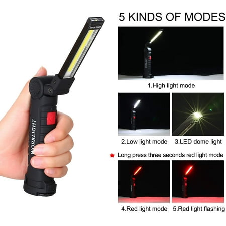 

Work Light Rechargeable Portable Rechargeable Work Lights with Magnetic Base Lighting Modes Rotate for Repairing Working Camping Garage Workshop and Emergency Use