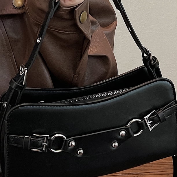 Bolso Bandolera Sencillo Con Tachuelas para Mujer Diario Niñas Correa Ajustable ()