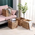 thumbnail image 3 of 12x12in Storage Baskets Set of 4 Water Hyacinth Baskets,Foldable Handwoven Storage Cubes,Wicker Cube Baskets Laundry Organizer Totes for Home, 3 of 5