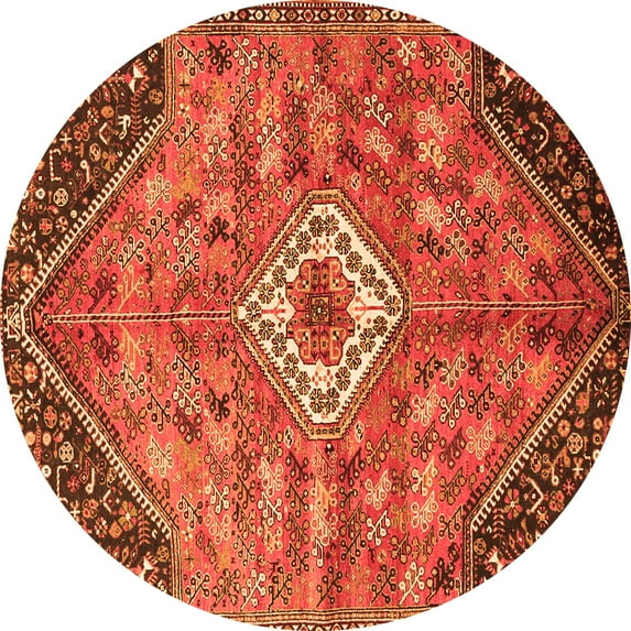 Ahgly Company Indoor Round Persian Orange Traditional Area Rugs, 5' Round