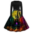 thumbnail image 1 of Halloween Print Flare Dress For Women Long Sleeve Dress Hollow Party Casual Dresses, 1 of 4