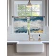thumbnail image 3 of Sheer Curtains 54 Inch Length 2 Panels Set for Kitchen, Blue Grey Vintage Semi Sheer Curtains for Windows, Abstract Retro Art Voile Window Treatments Rod Pocket Curtain, 3 of 7