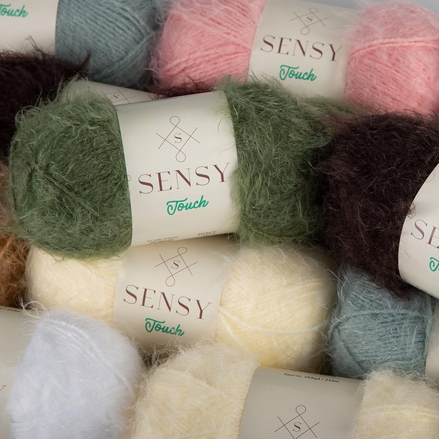 10 Skeins of Sensy Touch Yarn, 3.5 oz, 268 Yards, Gauge 3 Light (Brown)