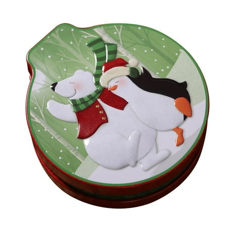 Nesting Cookie Tins Fymall Christmas Round Embossing Tinplate Empty Tins Storage Container Box for Candy Cookie Gift ()