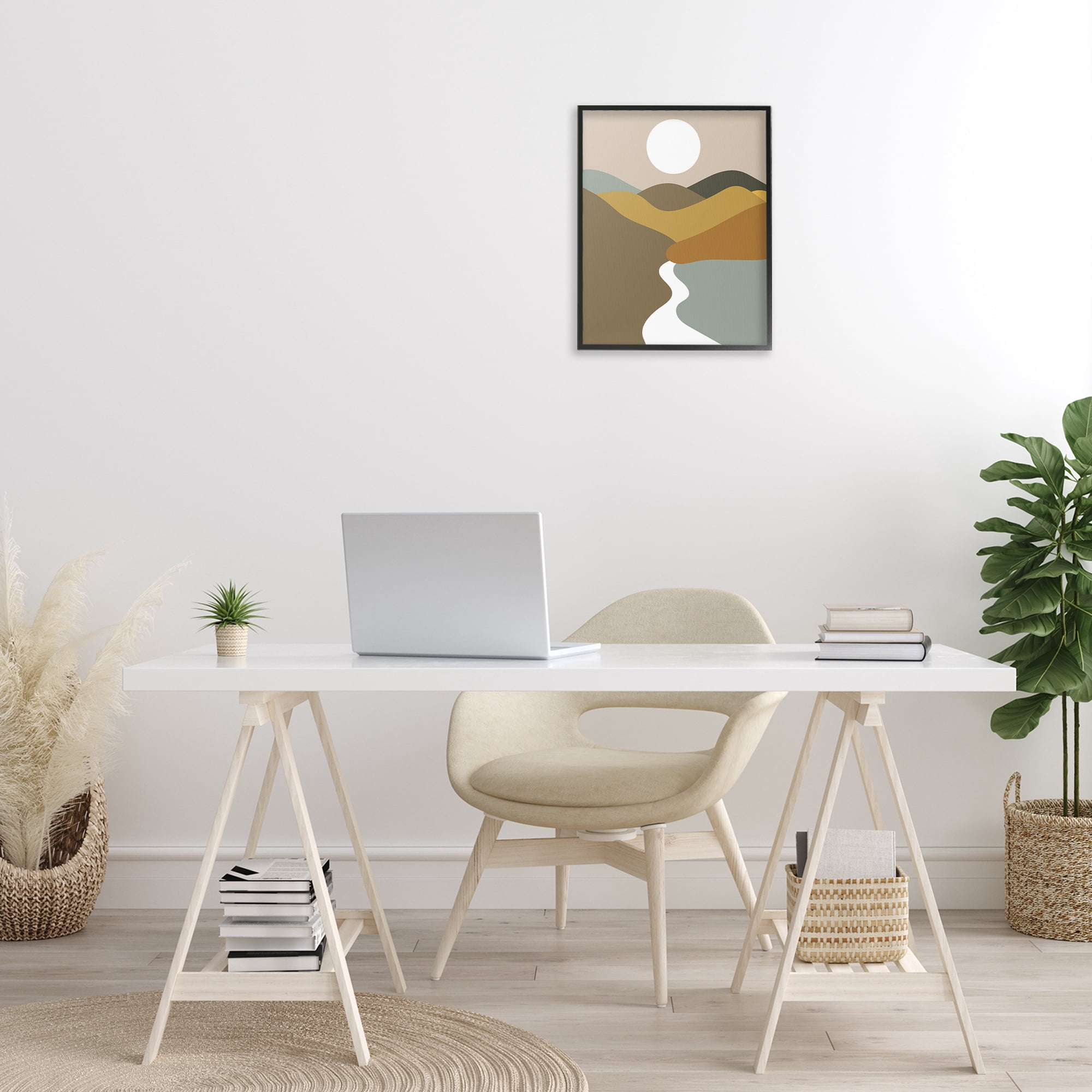 Stupell Industries River Towards Mountains Landscape Painting Black Framed Art Print Wall Art, 16 x 20