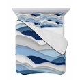 thumbnail image 7 of Quilts Twin Size Bedding Set, Blue White Ombre Lightweight Quilted Comforter, Modern Geometric Moire Abstract Art Soft Reversible Bedspread Coverlet with Pillow Covers for All Season, 68" x 86", 7 of 7