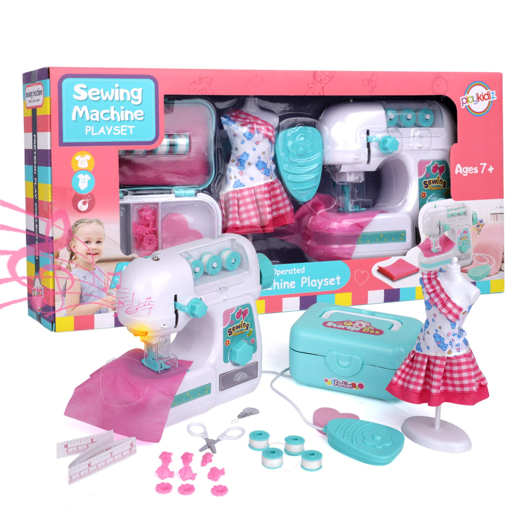 Playkidz Sewing Machine Play Set with Needle Guard Educational Toy