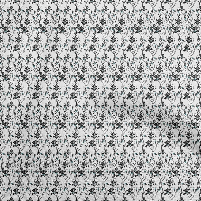 oneOone Viscose Chiffon White Fabric Floral Craft Projects Decor Fabric Printed By The Yard 42 Inch Wide