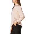 thumbnail image 4 of INSPIRE CHIC Women's Satin Blouse Puff Long Sleeve Collared Button Down Shirt Dressy Office Work Tops Business Casual S Apricot, 4 of 4