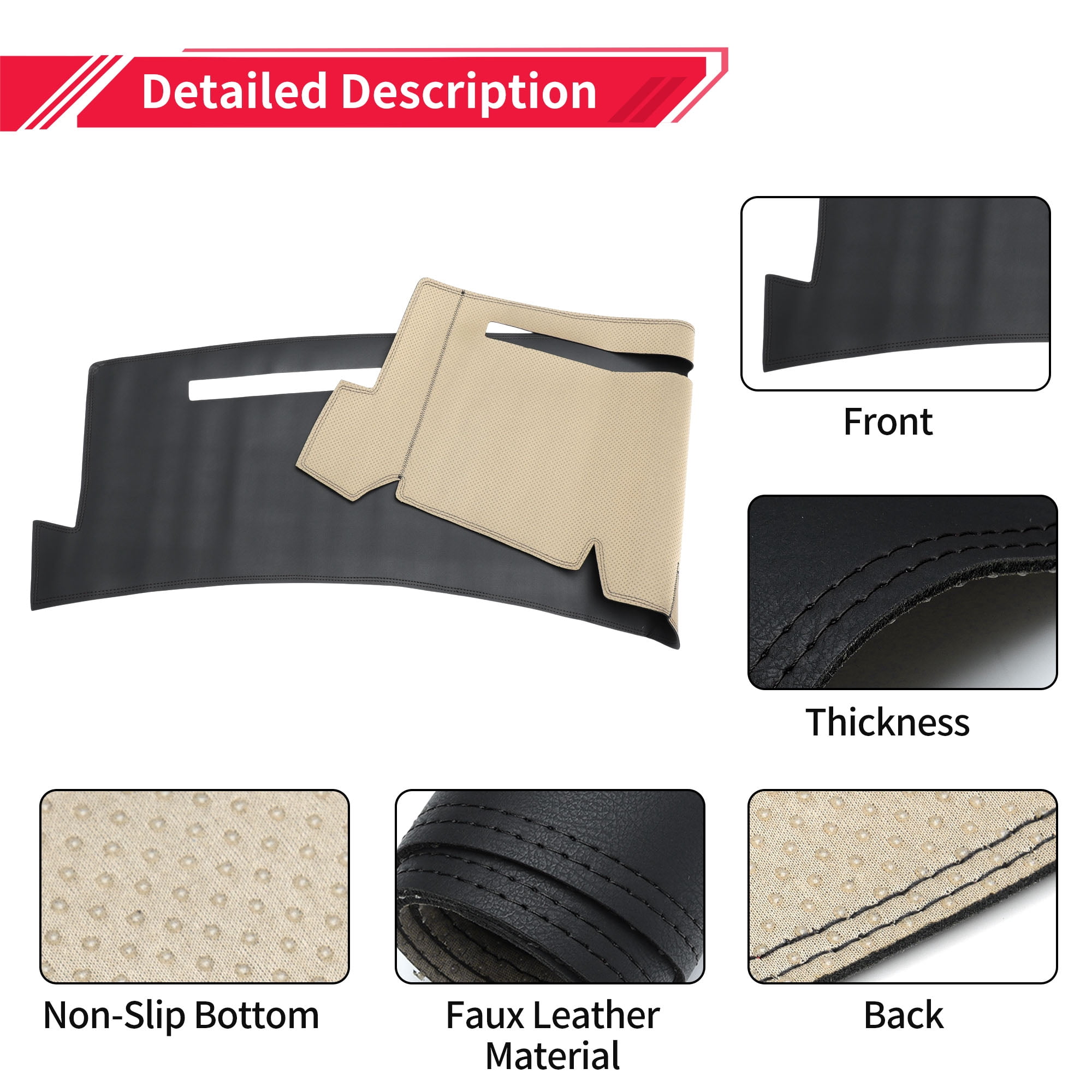 Dashboard Cover Dash Cover Mat Carpet for Chevrolet Silverado 1500 2000-2006 Black Faux Leather 1 Pc Anti-Slip Car Interior