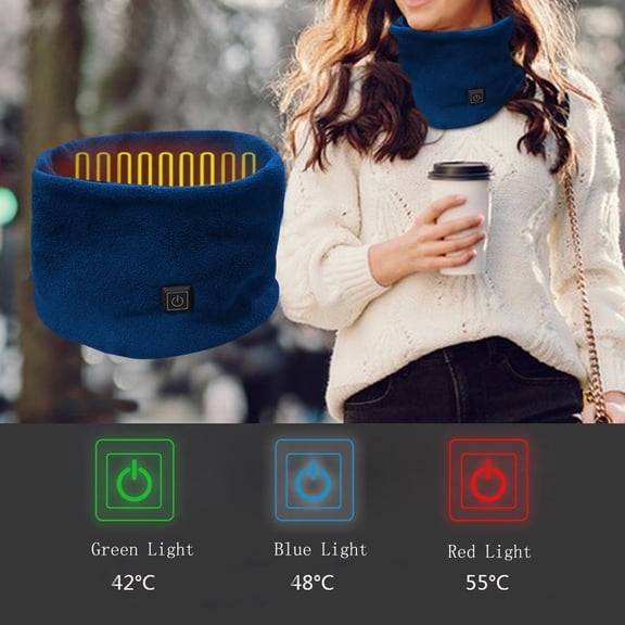 Gymayou USB Heated Neck Gaiter for Men Women 3 Temperature Settings Fleece Heating Neck Warmer Rechargeable Thermal Neck Scarf