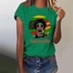 thumbnail image 3 of Tops de Manga Corta para las Mujeres de Ajuste Suelto, Día de la Independencia Negro Impreso, Cuello Redondo Suelto Superior, 3 of 4