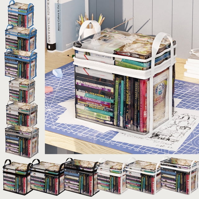 ¡Descuento Increíble!, Bolsa de almacenamiento de libros para estudiantes, caja de almacenamiento transparente, plegable, portátil, caja organizadora de útiles escolares Akmoler