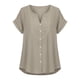 thumbnail image 4 of Craaazy Women's Relaxed Fit V Neck Blouse, Solid Color Short Sleeve Lace Trim Top, Loose Comfy Summer Tee for Work & Weekend Gifts, 4 of 9