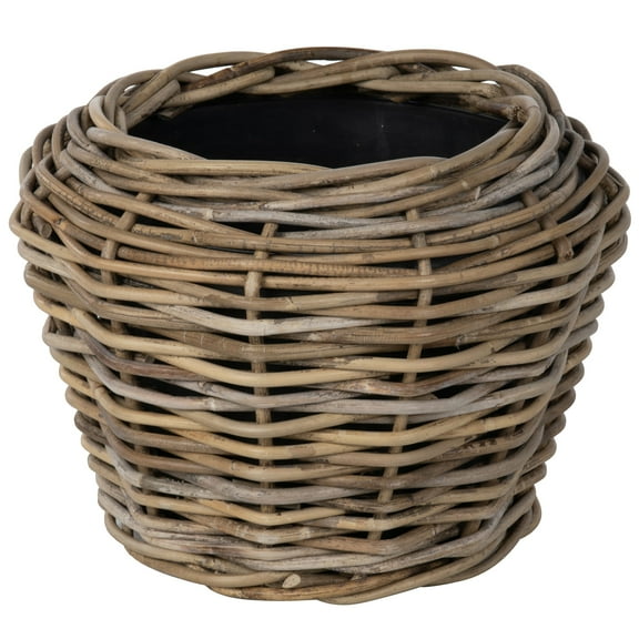 Kouboo Rattan Kobo Indoor & Outdoor Jar Planter Basket with Plastic Pot, Baskets for Indoor Plants Storage Laundry