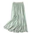 thumbnail image 3 of Bovxnpu Plus Size Skirts For Women, Womens Long Maxi Skirts High Waist A Line Casual Skirts, Women's Summer High Waist Skirt Elastic Waist Mid Length Skirt Free Size, 3 of 5