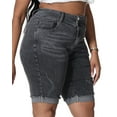 thumbnail image 5 of Gocolloa Womens Plus Size Jean Shorts Stretchy High Waisted Ripped Roll Hem Denim Bermuda Shorts 10" Inseam Smoky Gray 22W, 5 of 5