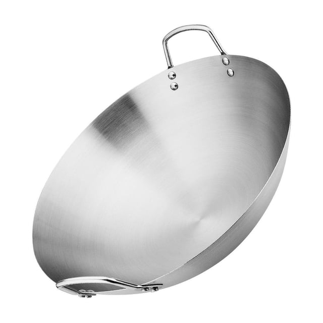 stanreset Steel Saute Pan Double Handle Utensils Portable Thickened for Household BBQ 28cm