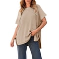 thumbnail image 2 of UQJfacai Womens Oversized Shirts Crewneck Batwing Short Sleeve Sweater Causal Tunic Tops Summer Sweaters for Women S-3XL, 2 of 7