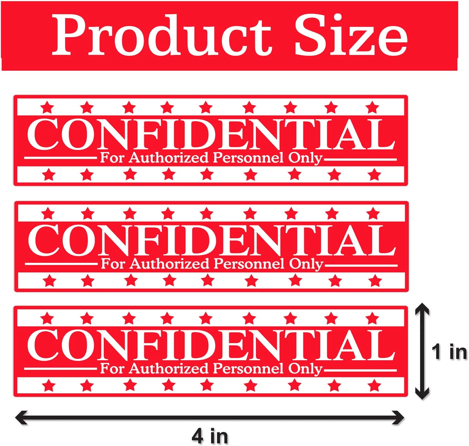 Red Confidential Stickers - 1 X 4 Inch Tamper Evident Top Secret...
