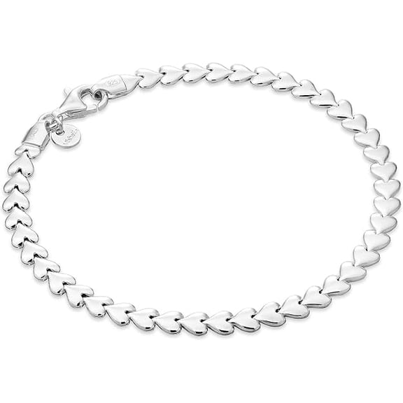 Miabella 925 Sterling Silver Italian Heart Link Tennis Bracelet for Women, Made in Italy